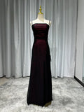 Sexy Sheath Spaghetti Straps Burgundy Floor-length Long Prom Dress with Silt Birthday Outfits Party Dress Formal Dress HZ1121