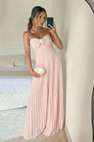 Elegant A Line Sweetheart Pink Long Prom Dress with Ruffles Evening Dresses HZ1121