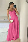 Elegant A Line Sweetheart Pink Long Prom Dress with Ruffles Evening Dresses HZ1121