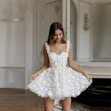 Classy A Line Spaghetti Strap Lace Mini Sleeveless Prom Dress Short Homecoming Dress Cocktail Dress HZ1121