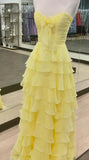 Elegant A-Line Chiffon Long Prom Dress With Bow Ruffle Skirt Prom Dresses HZ1121
