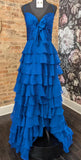 Elegant A-Line Chiffon Long Prom Dress With Bow Ruffle Skirt Prom Dresses HZ1121