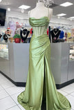 Elegant Hot Mermaid Spaghetti Straps Green Long Prom Dress with Cross Back Prom Dresses HZ1121