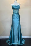Elegant Hot Mermaid Spaghetti Straps Green Long Prom Dress with Cross Back Prom Dresses HZ1121