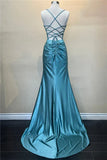 Elegant Hot Mermaid Spaghetti Straps Green Long Prom Dress with Cross Back Prom Dresses HZ1121