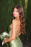 Elegant Hot Mermaid Spaghetti Straps Green Long Prom Dress with Cross Back Prom Dresses HZ1121