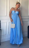 Modest A line Halter Blue Sleeveless Blue Prom Dresses Birthday Outfits Party Dress Formal Dress HZ1121