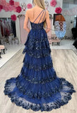Elegant Glitter Ball Gown Tulle Layered Princess Graduation Dress Sweet Wedding Party Dress Evening Dresses HZ1121