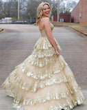Elegant Glitter Ball Gown Tulle Layered Princess Graduation Dress Sweet Wedding Party Dress Evening Dresses HZ1121