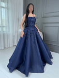 Sexy Prom Gown Formal Saudi Arabia Strapless A-line Floor Length Long Prom Dress HZ1121