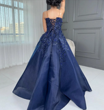 Sexy Prom Gown Formal Saudi Arabia Strapless A-line Floor Length Long Prom Dress HZ1121