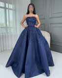 Sexy Prom Gown Formal Saudi Arabia Strapless A-line Floor Length Long Prom Dress HZ1121