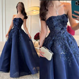 Sexy Prom Gown Formal Saudi Arabia Strapless A-line Floor Length Long Prom Dress HZ1121
