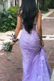 Mermaid Strapless Tulle Lace Appliques Purple formal dresses Bridesmaid Dresses evening gown Prom Dress HZ1121