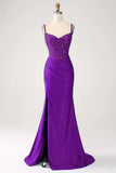 Luxury Sequin Royal Blue Mermaid Thin Shoulder Strap Sticker Long Prom Dress Evening Dresses HZ1121