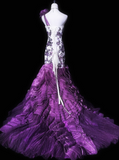 Elegant One-Shoulder Mermaid Tulle Long Prom Dresses, Purple Formal Evening Dresses HZ1121