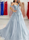 Sexy A-Line Prom Dresses Elegant Dress Formal Sweep/Brush Train Sleeveless Sweetheart Tulle with Pleats Sequin Appliques HZ1121