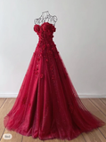 Sexy A-Line Prom Dresses Elegant Dress Formal Sweep/Brush Train Sleeveless Sweetheart Tulle with Pleats Sequin Appliques HZ1121