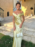 Sexy Off The Shoulder Sheath Satin Long Prom Dress Backless Evening Dresses HZ1121
