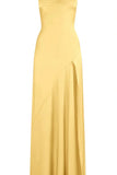 Simple Sheath Spaghetti Straps Prom Dresses Pink Long Party Dress with Split Front HZ1121