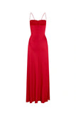 Simple Sheath Spaghetti Straps Prom Dresses Pink Long Party Dress with Split Front HZ1121