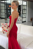Simple Sheath Spaghetti Straps Prom Dresses Pink Long Party Dress with Split Front HZ1121