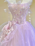 Pretty Ball Gown Strapless Sleeveless Long Pink Tulle Prom Dresses Evening Dresses HZ1121