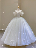 Classy Elegant Ball Gown Strapless White Long Satin Wedding Dresses Brides Dress HZ1121