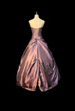 Vintage Taffeta Ball Gowns Strapless Long Prom Dresses, Brown Sweet 16 Dresses HZ1121