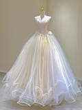 Timeless Ball Gown Sweetheart Tulle Long White Wedding Dresses Brides Dress HZ1121