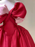 Pretty Ball Gown Sweetheart Red Satin Long Prom Dresses Evening Dresses HZ1121