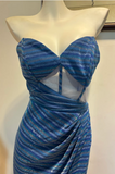 Gorgeous Sweetheart Neck Sheath Long Prom Dresses, Blue Formal Dresses HZ1121