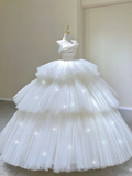 Timeless Ball Gown Strapless Tulle Long White Wedding Dresses Brides Dress HZ1121