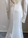 Simple Mermaid Sweetheart Neckline Long Satin White Wedding Dresses Brides Dress HZ1121