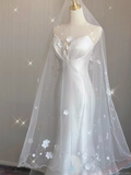 Simple Mermaid Sweetheart Neckline Long Satin White Wedding Dresses Brides Dress HZ1121