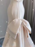 Simple Mermaid Strapless Neckline Long Satin Pink Wedding Dresses Brides Dress HZ1121
