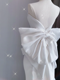 Simple Mermaid Strapless Neckline Long Satin White Wedding Dresses Brides Dress HZ1121