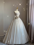 Pretty Ball Gown Strapless Champagne Tulle Long Prom Dresses Evening Dresses HZ1121