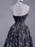 Pretty Ball Gown Strapless Black Tulle Long Prom Dresses Evening Dresses HZ1121