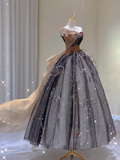 Pretty Ball Gown Strapless Black Tulle Long Prom Dresses Graduation Dress High School Classy Evening Dresses HZ1121