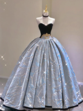 Pretty Ball Gown Sweetheart Black Velvet Long Prom Dresses Graduation Dress High School Classy Evening Dresses HZ1121