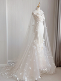 Simple Mermaid Sweetheart Long Satin White Wedding Dresses Brides Dress HZ1121