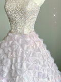 Pretty Ball Gown Strapless Sequins Beads Long Prom Dresses Graduation Dress High School Classy Evening Dresses HZ1121