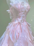 Pretty Ball Gown Strapless Long Prom Dresses Pink Graduation Dress High School Classy Evening Dresses HZ1121