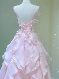 Pretty Ball Gown Strapless Long Prom Dresses Graduation Dress High School Classy Evening Dresses HZ1121
