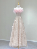 Pretty A line Strapless Tulle Long Prom Dresses Graduation Dress High School Classy Evening Dresses HZ1121