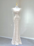 Pretty Mermaid Strapless Sequin Long Prom Dresses Graduation Dress High School Classy Evening Dresses HZ1121