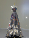 Pretty Ball Gown Strapless Black Sequin Long Prom Dresses Graduation Dress High School Classy Evening Dresses HZ1121