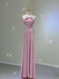Pretty A Line Halter Long Pink Prom Dresses Graduation Dress High School Classy Evening Dresses HZ1121