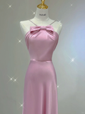 Pretty A Line Halter Long Pink Prom Dresses Graduation Dress High School Classy Evening Dresses HZ1121